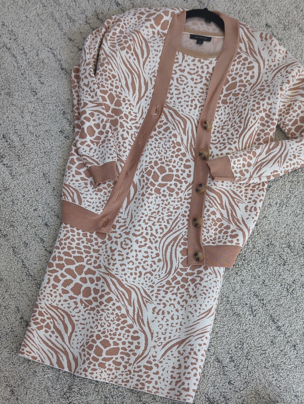 Kids Pajamas - Cream and Tan Animal Print Set